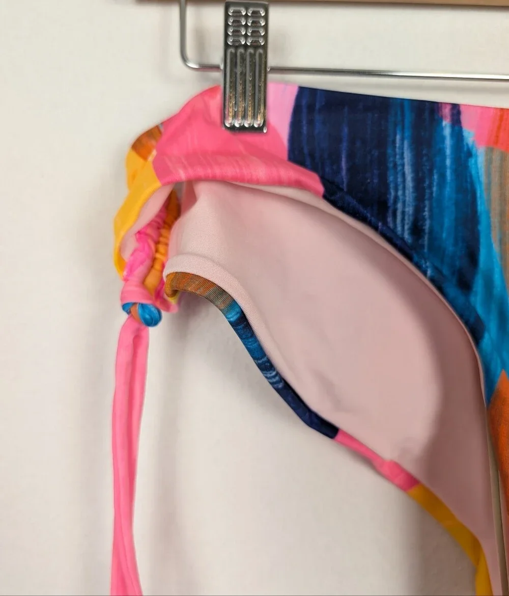 PHAX Bikini Bottoms M Multicolor Abstract Print Side Tie Resort Swim NWT